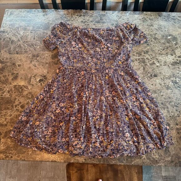 Xhilaration Summer Spring Floral Lace Dress Size XXL Purple Fit and Flare - Picture 10 of 11